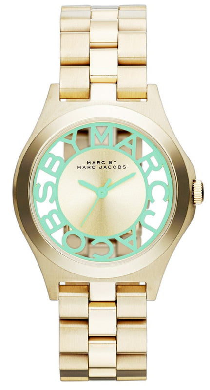 Marc Jacobs Henry Gold Dial Gold Steel Strap Watch for Women - MBM3295