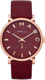 Marc Jacobs Baker Maroon Dial Maroon Leather Strap Watch for Women - MBM1267