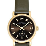 Marc Jacobs Baker Olive Dial Olive Leather Strap Watch for Women - MBM1330