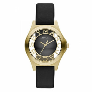 Marc Jacobs Henry Skeleton Black Dial Black Leather Strap Watch for Women - MBM1340