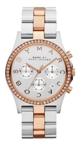 Marc Jacobs Henry Chronograph Silver Dial Two Tone Steel Strap Watch for Women - MBM3106
