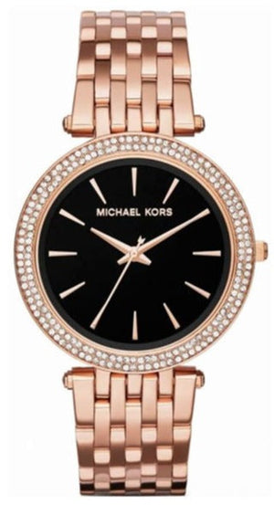 Michael Kors Darci Black Dial Rose Gold Steel Strap Watch for Women - MK3402