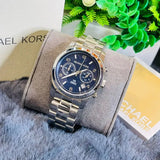 Michael Kors Hunger Stop 100 Series Navy Blue Dial Silver Steel Strap Watch for Women - MK5814