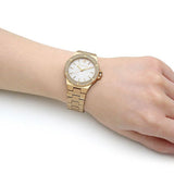 Michael Kors Lennox Three-Hand Silver Dial Gold Steel Strap Watch For Women - MK7278