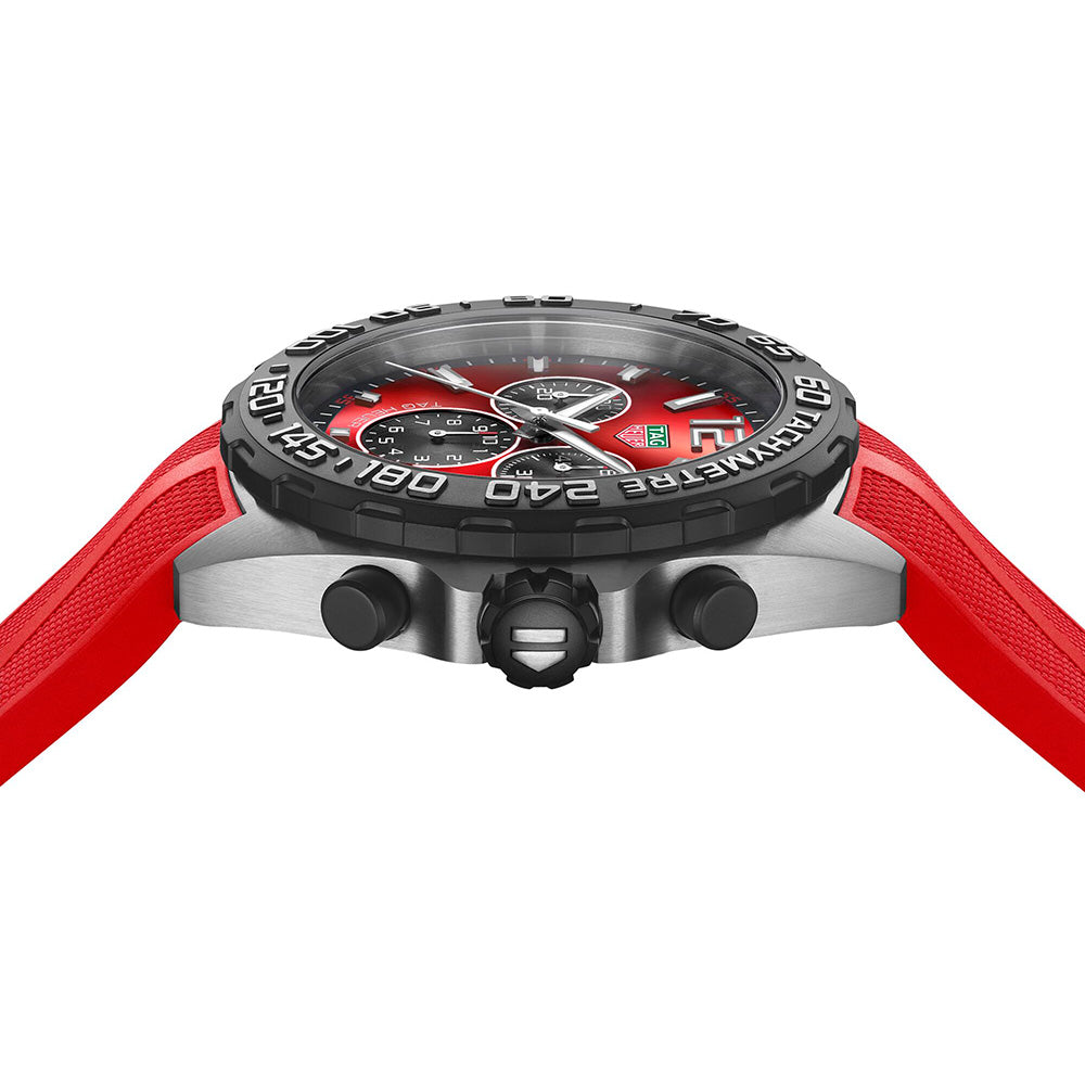 Tag Heuer Formula 1 Chronograph Red Dial Red Rubber Strap Watch for Men - CAZ101AN.FT8055