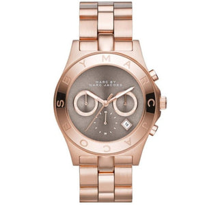 Marc Jacobs Blade Chronograph Brown Dial Rose Gold Steel Strap Watch for Women - MBM3308
