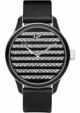 Marc Jacobs Lidia Stripe Glitz Black Dial Black Leather Strap Watch for Women - MBM1166