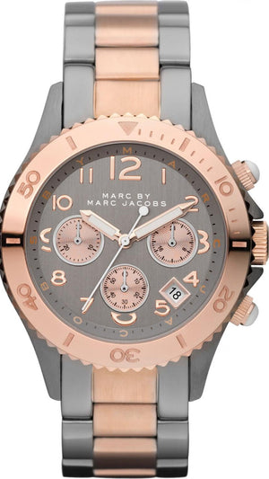 Marc Jacobs Marc Chronograph Grey Dial Two Tone Steel Strap Watch for Men - MBM3157
