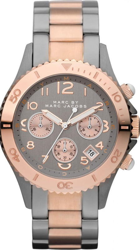 Marc Jacobs Marc Chronograph Grey Dial Two Tone Steel Strap Watch for Men - MBM3157