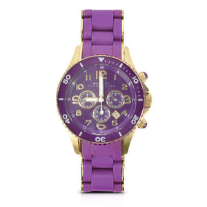 Marc Jacobs Rock Chronograph Purple Dial Purple Silicone Strap Watch for Women - MBM2549