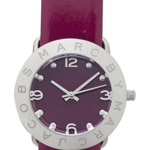 Marc Jacobs Amy Purple Dial Red Leather Strap Watch for Women - MBM1138
