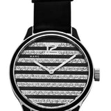 Marc Jacobs Lidia Stripe Glitz Black Dial Black Leather Strap Watch for Women - MBM1166