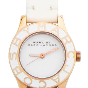 Marc Jacobs Blade White Dial White Leather Strap Watch for Women - MBM1179