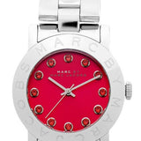 Marc Jacobs Amy Red Dial Silver Steel Strap Watch for Women - MBM3333