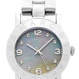Marc Jacobs Amy Analog Mother of Pearl Grey Dial Silver Steel Strap Watch for Women - MBM8608