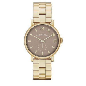 Marc Jacobs Baker Grey Dial Gold Steel Strap Watch for Women - MBM3281