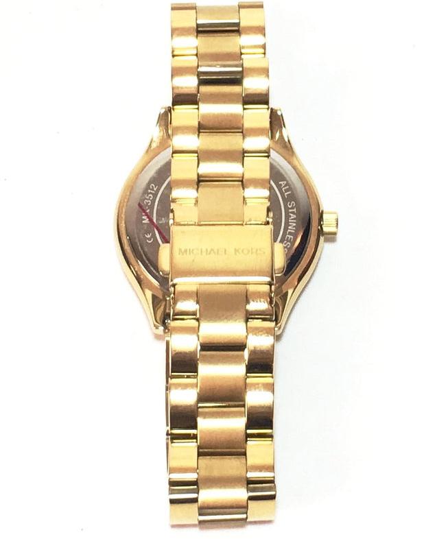 Michael Kors Mini Runway Slim Gold Dial Gold Steel Strap Watch for Women - MK3512