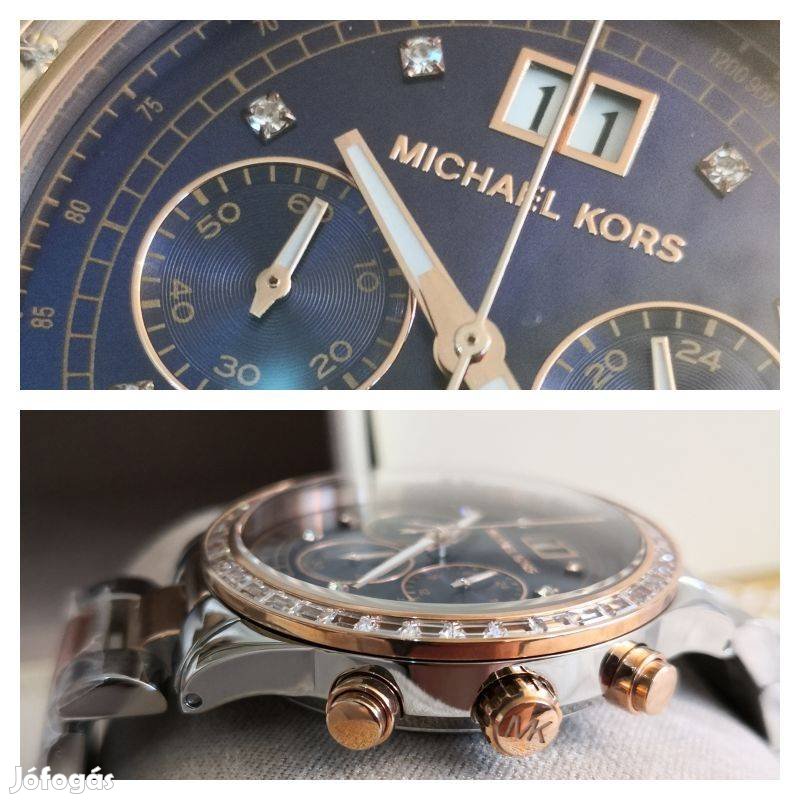 Michael Kors Brinkley Blue Dial Two Tone Steel Strap Watch for Women - MK6205