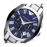 Emporio Armani Classic Blue Dial Silver Steel Strap Watch For Men - AR1635
