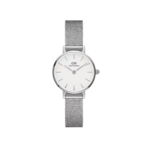 Daniel Wellington Classic Petite Sterling White Dial Silver Mesh Bracelet Watch for Women - DW00100442