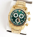 Versace V-Ray Chronograph Quartz Green Dial Gold Steel Strap Watch For Men - VE2I00621