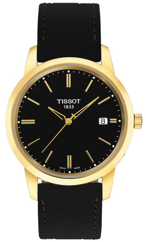 Tissot T Classic Dream Black Dial Black Leather Strap Watch for Men - T033.410.36.051.01