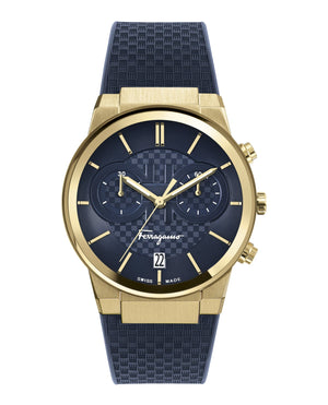 Salvatore Ferragamo Sapphire Chrono Blue Dial Blue Silicone Strap Watch for Men - SFME00221
