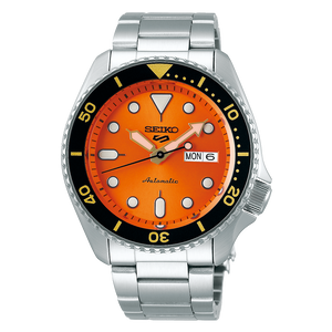 Seiko 5 Sports Automatic Orange Dial Silver Steel Strap Watch For Men - SRPD59K1