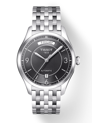 Tissot T Classic T One Automatic Black Dial Silver Steel Strap Watch For Men - T038.430.11.057.00
