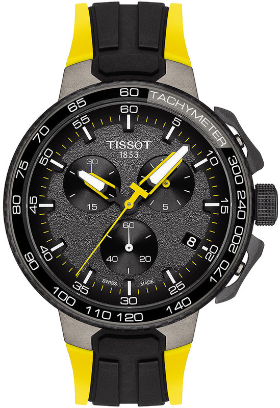 Tissot T Bike Cycling Tour de France Black Dial Two Tone Rubber Strap Watch For Men - T111.417.37.441.00