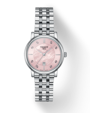 Tissot T Classic Carson Premium Pink Dial Silver Steel Strap Watch for Women - T122.210.11.159.00