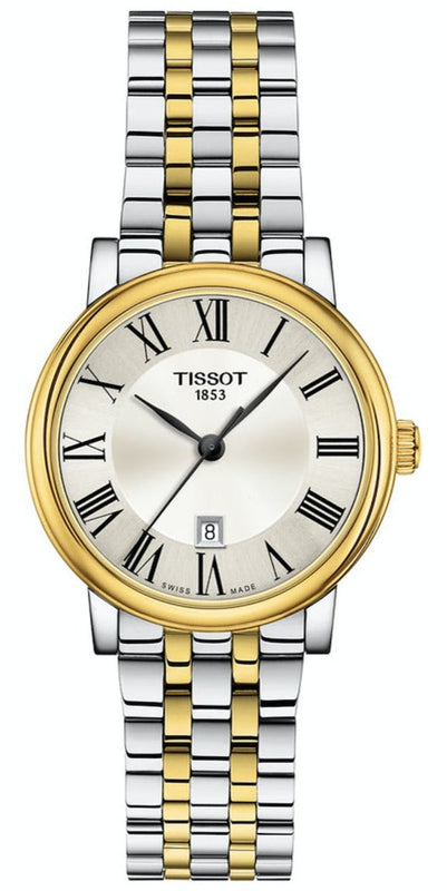 Tissot T Classic Carson Lady Premium Silver Dial Two Tone Steel Strap Watch For Women - T122.210.22.033.00