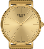 Tissot T Classic Everytime Medium Gold Dial Gold Mesh Bracelet Watch For Men - T109.410.33.021.00