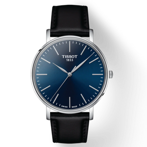 Tissot Everytime Gent Blue Dial Black Leather Strap Watch for Men - T143.410.16.041.00