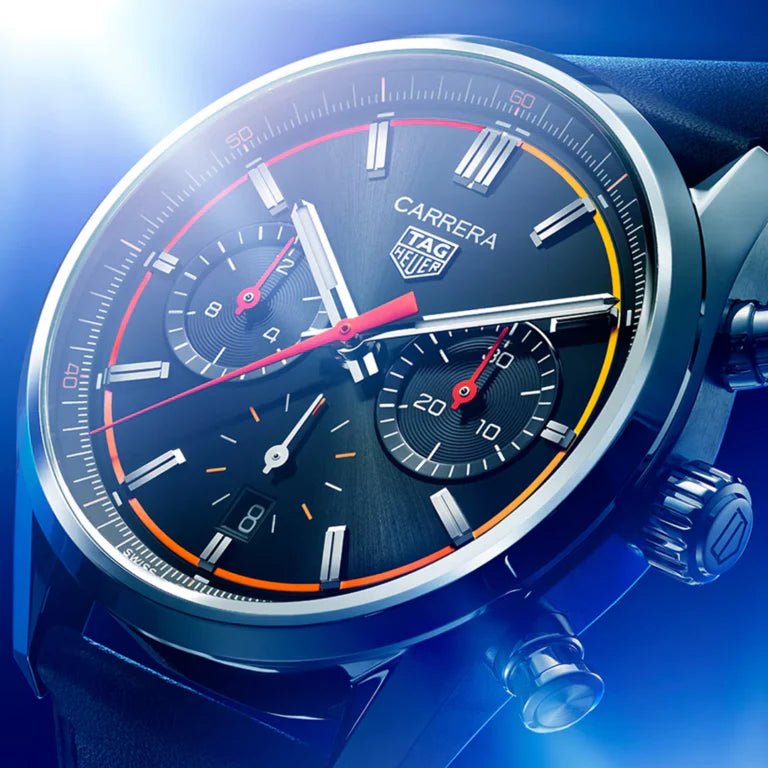 Tag Heuer Carrera Chronograph Black Dial Black Leather Strap Watch for Men - CBN201C.FC6542