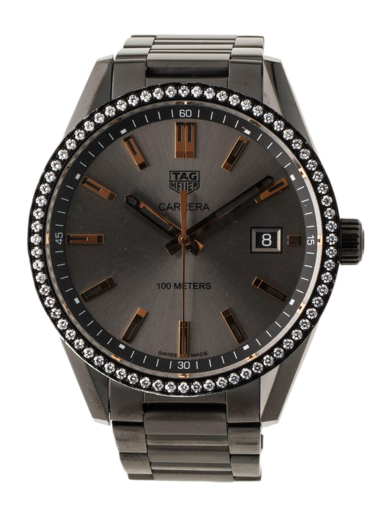 Tag Heuer Carrera Quartz Diamonds Black Dial Black Steel Strap Watch for Women - WAR1115.BA0602
