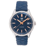 Tag Heuer Carrera Quartz Diamonds Blue Dial Blue Leather Strap Watch for Women - WAR1114.FC6391