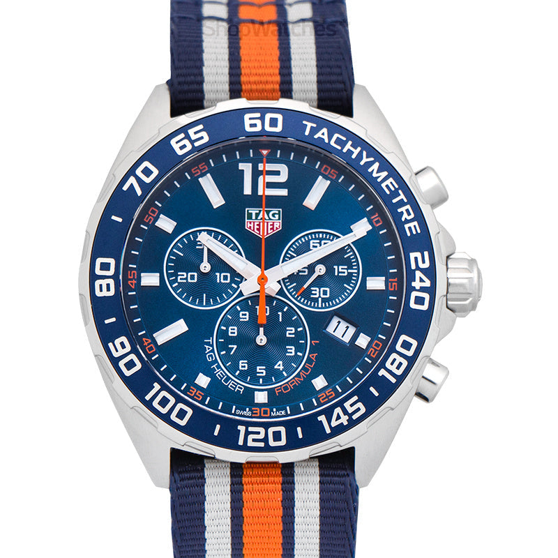 Tag Heuer Formula 1 Chronograph 43mm Blue Dial NATO Strap Watch for Men - CAZ1014.FC8196