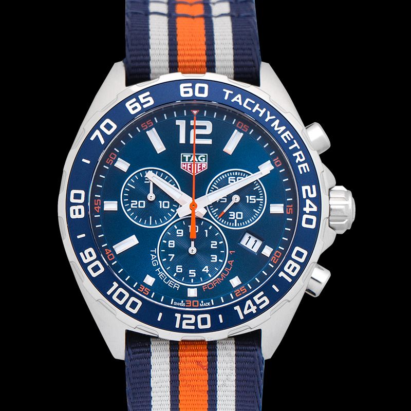 Tag Heuer Formula 1 Quartz Chronograph Blue Dial Two Tone NATO Strap Watch for Men - CAZ1010.FC8196