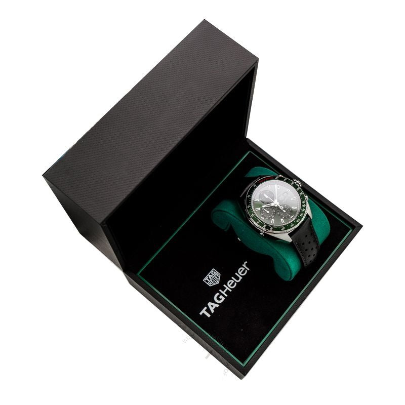 Tag Heuer Formula 1 Calibre 16 Automatic Chronograph Green Dial Black Leather Strap Watch for Men - CAZ2016.FC6473