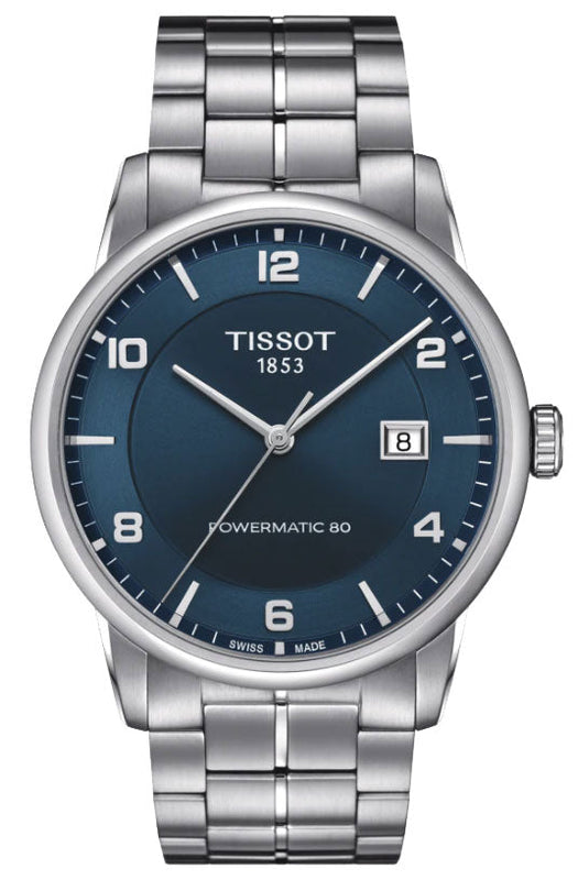 Tissot Luxury Powermatic 80 Blue Dial Silver Steel Strap Watch For Men - T086.407.11.047.00