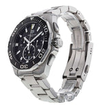 Tag Heuer Aquaracer Quartz Chronograph Black Dial Silver Steel Strap Watch for Men - CAY111A.BA0927