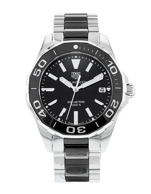 Tag Heuer Aquaracer Quartz Black Dial Two Tone Steel Strap Watch for Men - WAY131A.BA0913