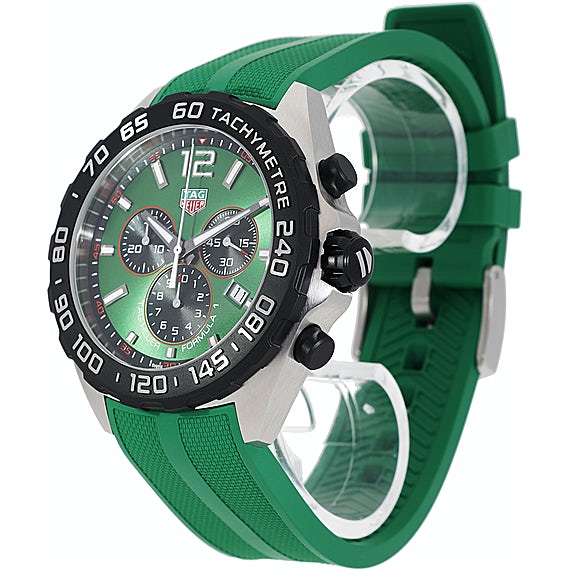 Tag Heuer Formula 1 Chronograph Green Dial Green Rubber Strap Watch for Men - CAZ101AP.FT8056