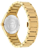 Versace V-Auria Quartz Black Dial Gold Steel Strap Watch for Men - VE0F00525