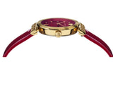 Versace V-Motif Red Dial Red Leather Strap Watch for Women - VERE00418