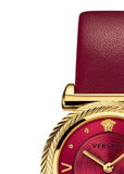 Versace V-Motif Red Dial Red Leather Strap Watch for Women - VERE00418
