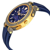 Versace V Extreme Chronograph Blue & Gold Tone Dial Blue Rubber Strap Watch for Men - VCN010017
