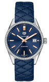 Tag Heuer Carrera Quartz Diamonds Blue Dial Blue Leather Strap Watch for Women - WAR1114.FC6391