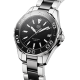 Tag Heuer Aquaracer Quartz Black Dial Two Tone Steel Strap Watch for Men - WAY131A.BA0913